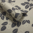 Rosetta Jet Black Luxury Leaf Wallpaper