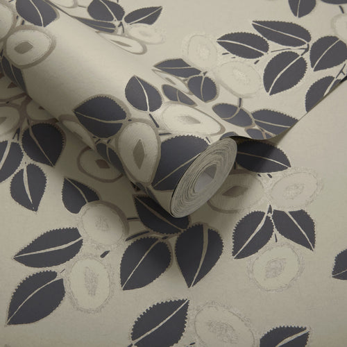 Rosetta Jet Black Luxury Leaf Wallpaper