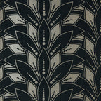 Astoria Jet Black Luxury Flock Wallpaper