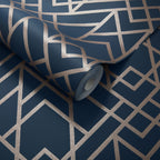 Metro Midnight Blue Luxury Geometric Wallpaper