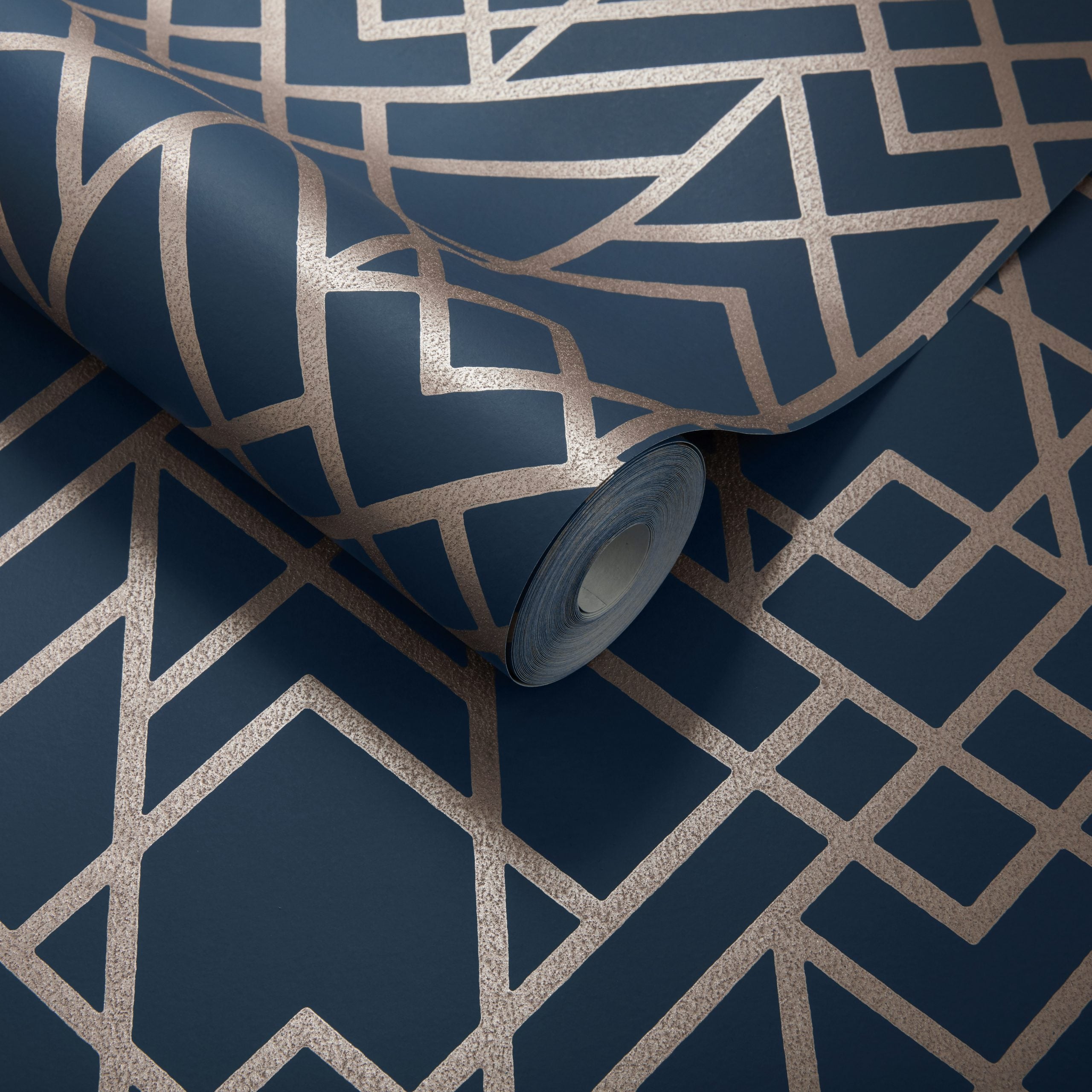 Metro Midnight Blue Luxury Geometric Wallpaper