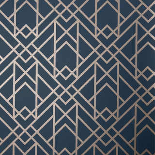 Metro Midnight Blue Luxury Geometric Wallpaper