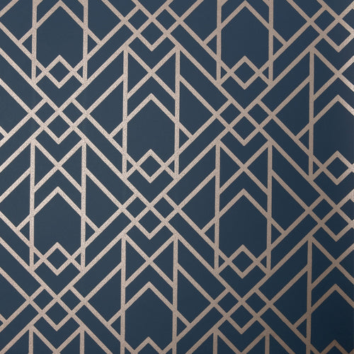 Metro Midnight Blue Luxury Geometric Wallpaper
