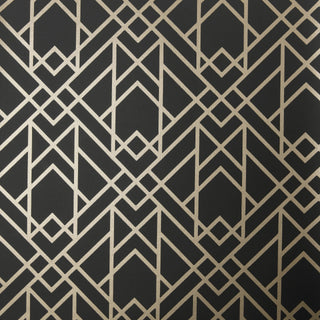 Metro Jet Black and Gold Luxury Geometric Wallpaper