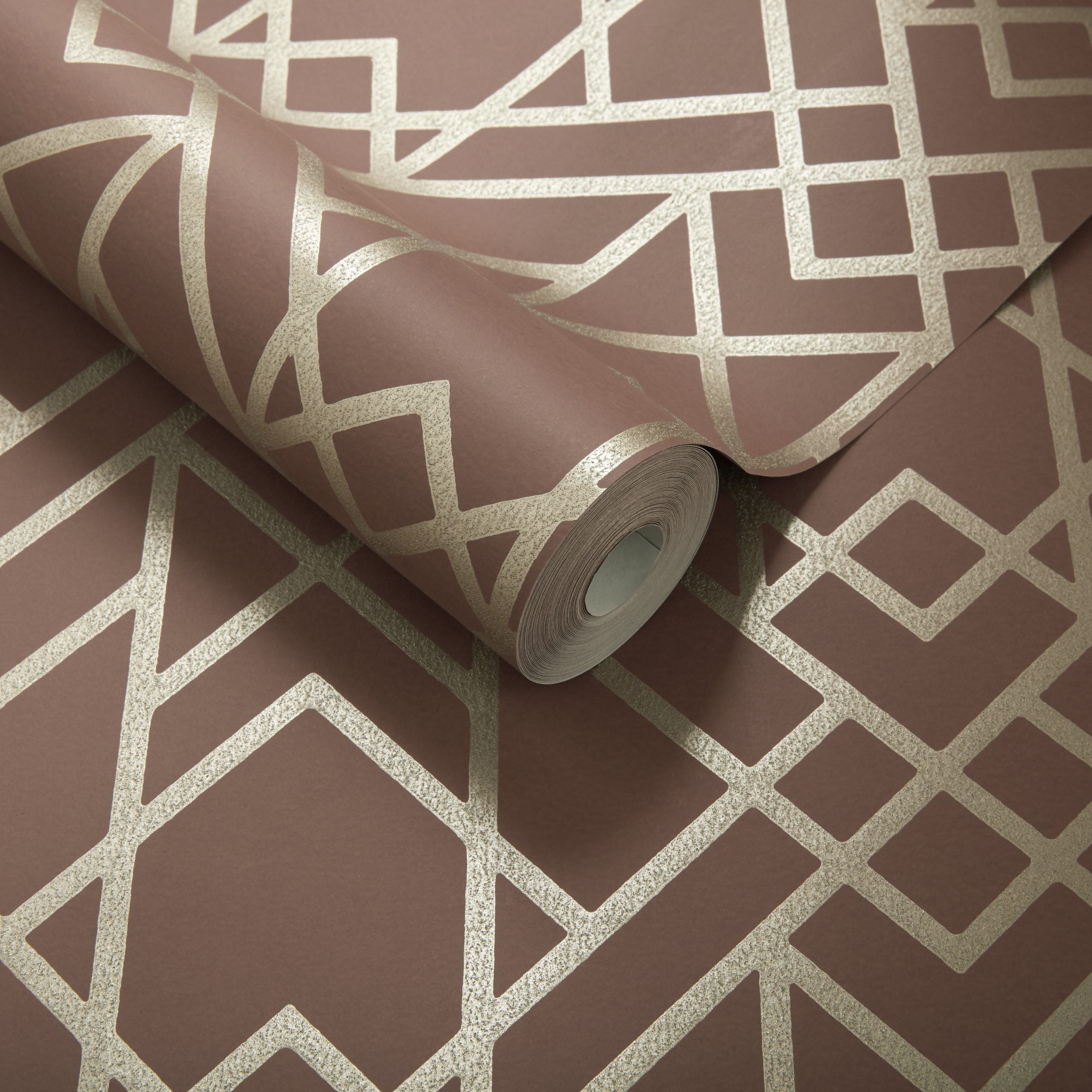 Metro Amber Glow Orange Luxury Geometric Wallpaper