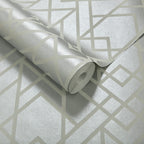 Metro Soft Grey Silver Luxury Geometric Wallpaper