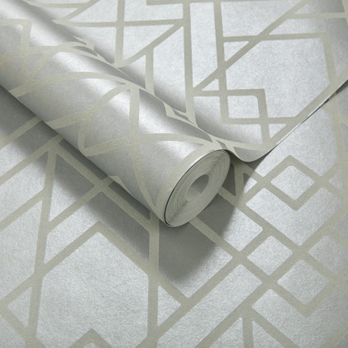 Metro Soft Grey Silver Luxury Geometric Wallpaper