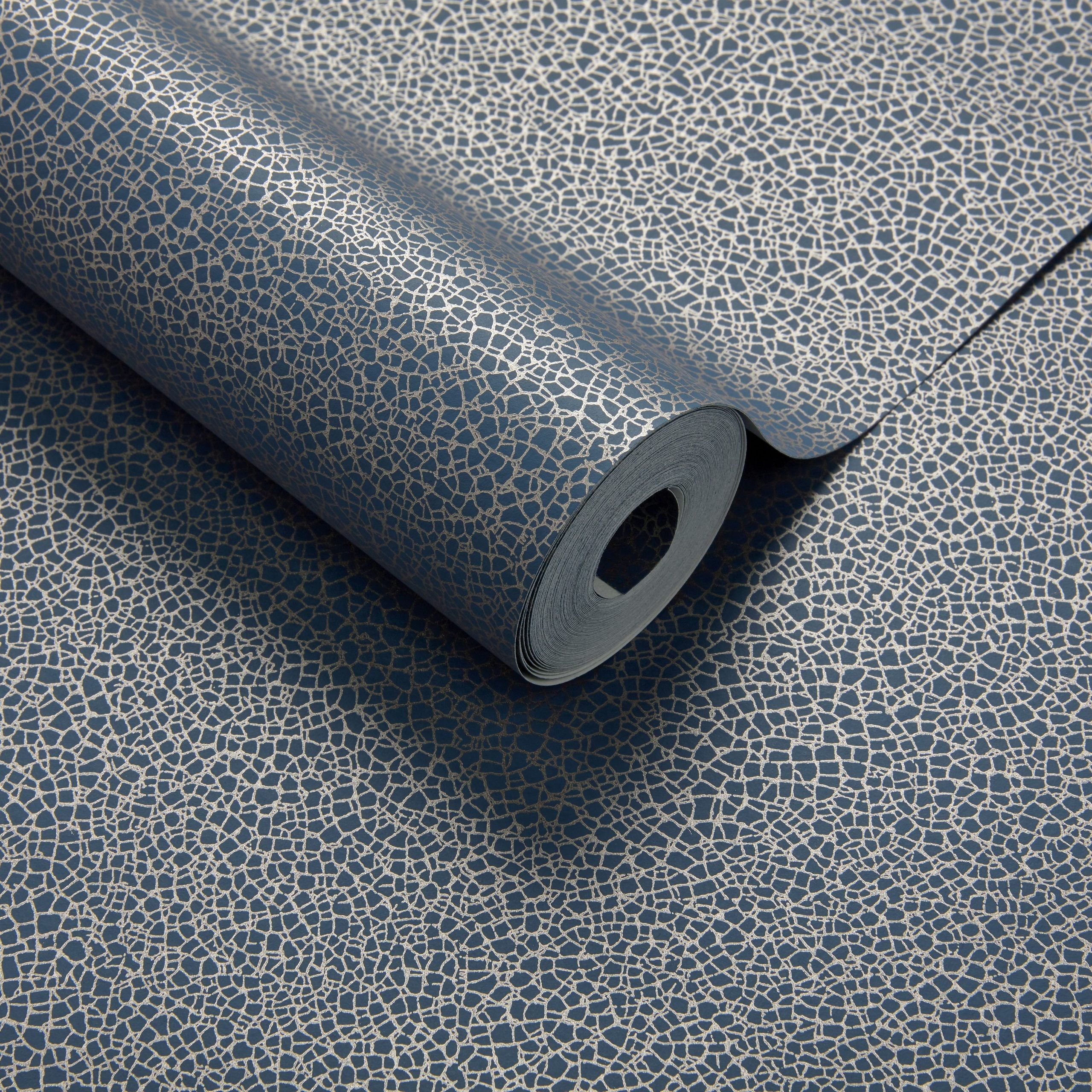 Emile Midnight Blue Luxury Crackle Wallpaper