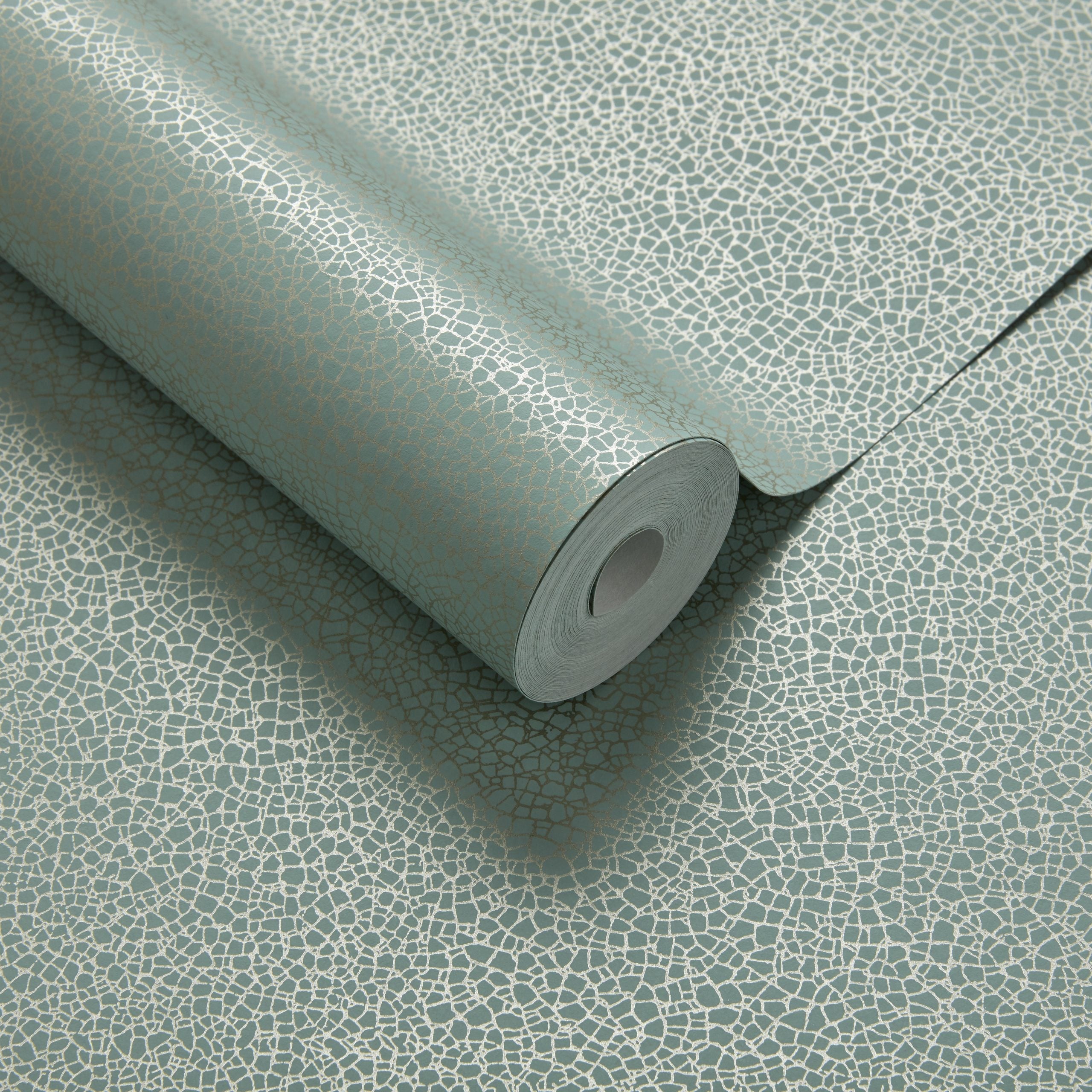 Emile Neo Mint Green Luxury Crackle Wallpaper