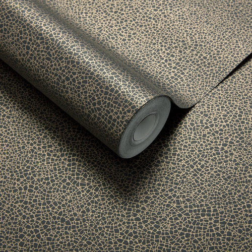 Emile Jet Black Luxury Crackle Wallpaper