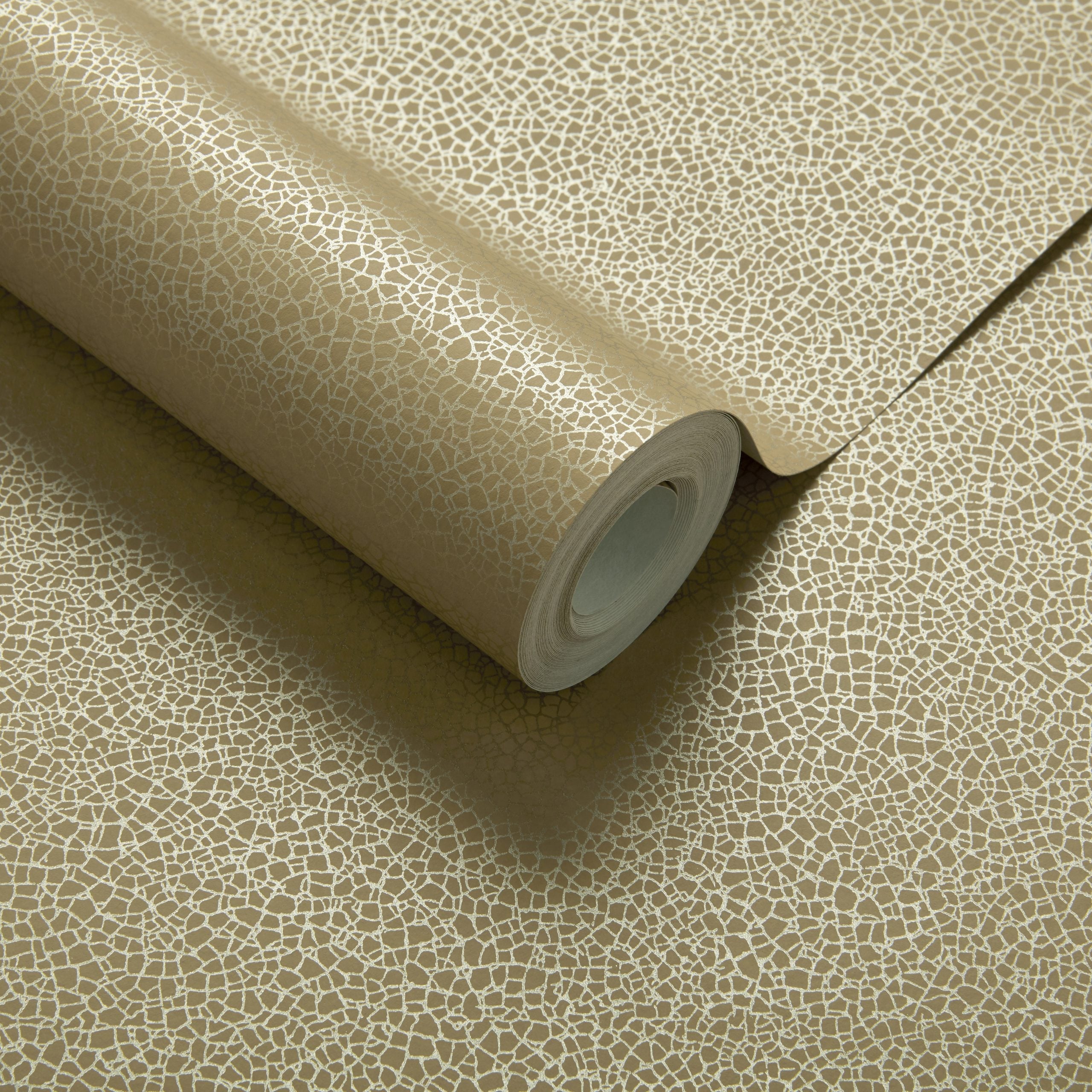 Emile Mustard Yellow Luxury Crackle Wallpaper