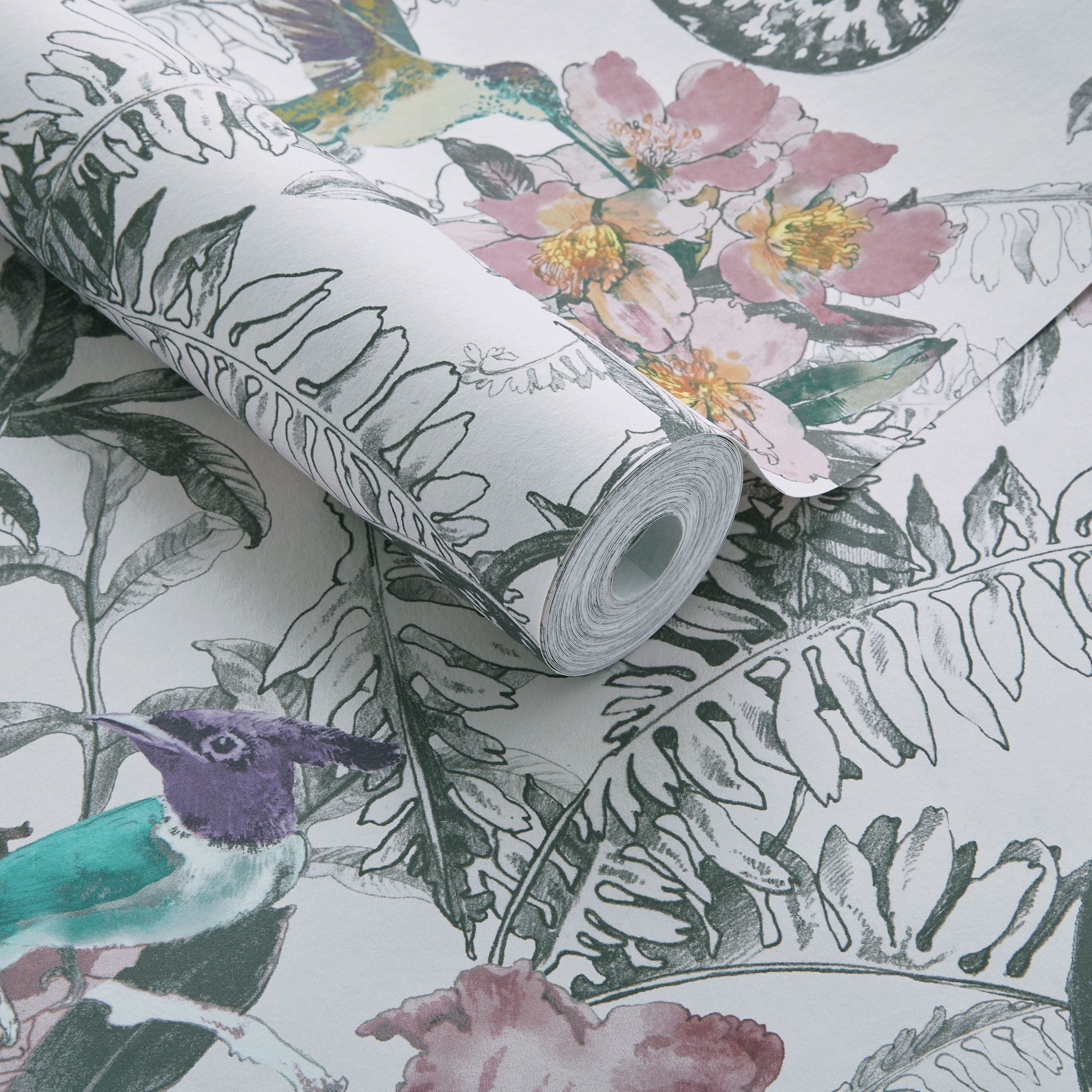 Hedgerow Chamomile Pink Luxury Feature Wallpaper