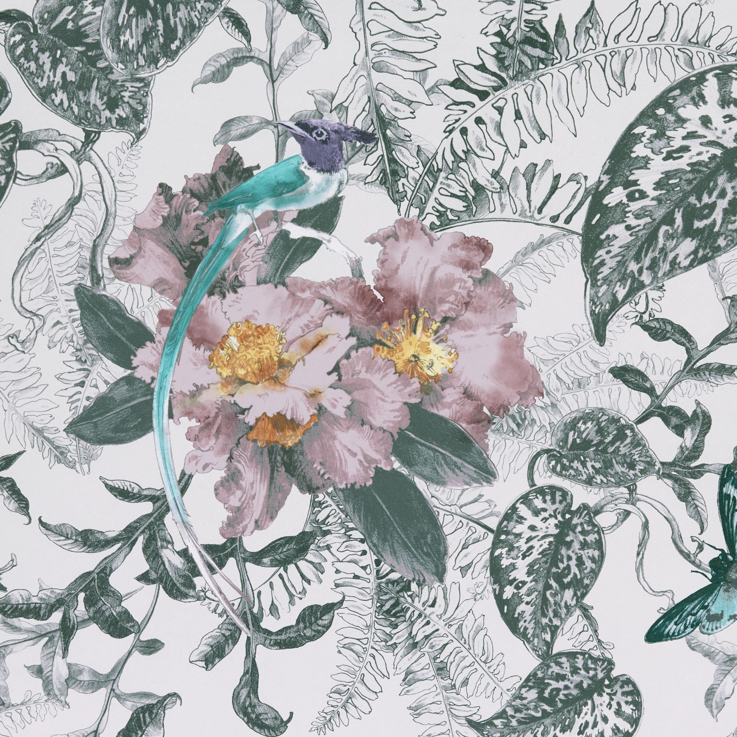 Hedgerow Chamomile Pink Luxury Feature Wallpaper