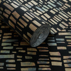 Fusion Bracken Black Luxury Flock Wallpaper