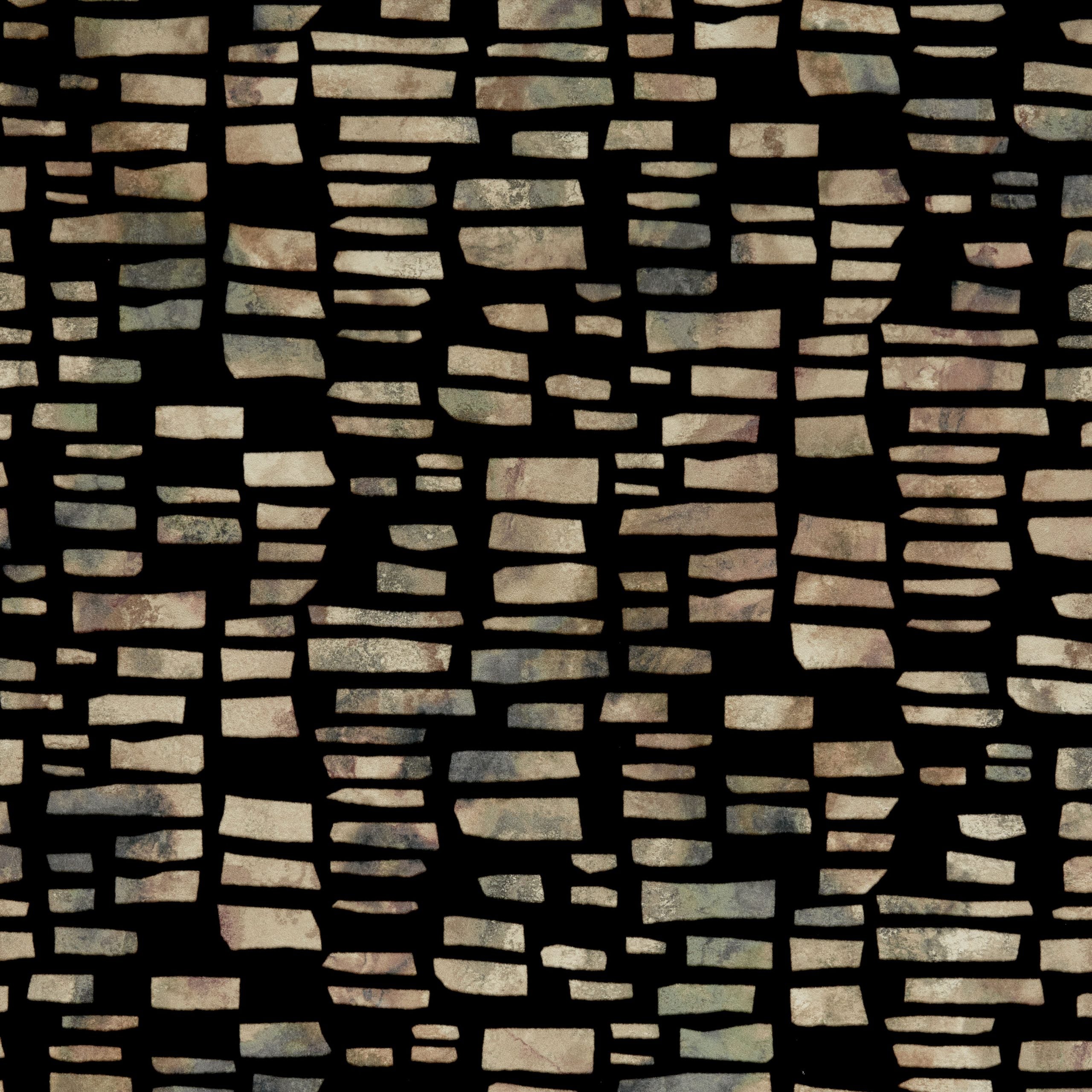 Fusion Bracken Black Luxury Flock Wallpaper