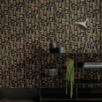 Fusion Bracken Black Luxury Flock Wallpaper