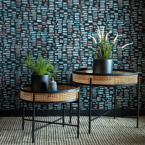 Fusion Mineral Black Luxury Flock Wallpaper