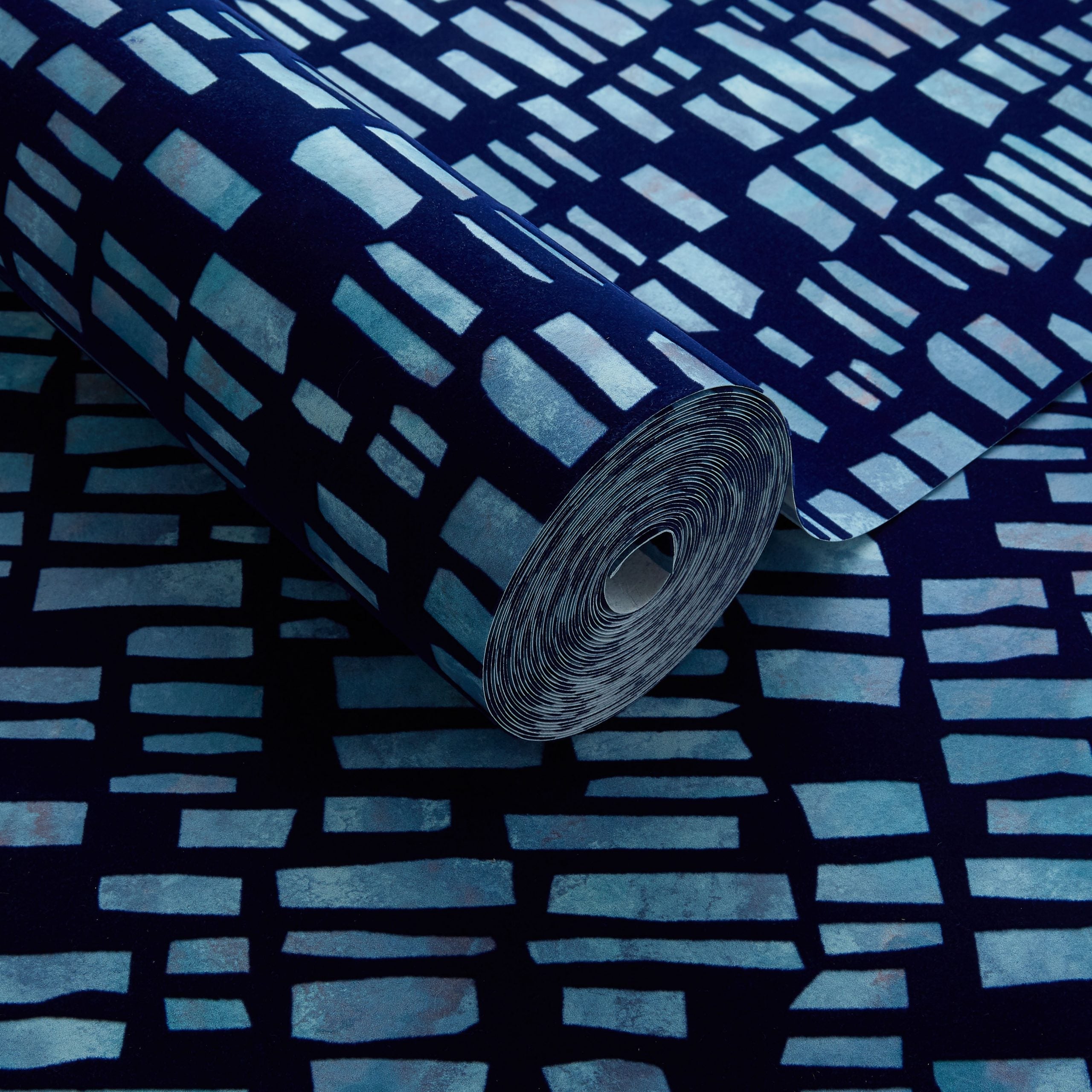 Fusion Blue Dusk Luxury Flock Wallpaper