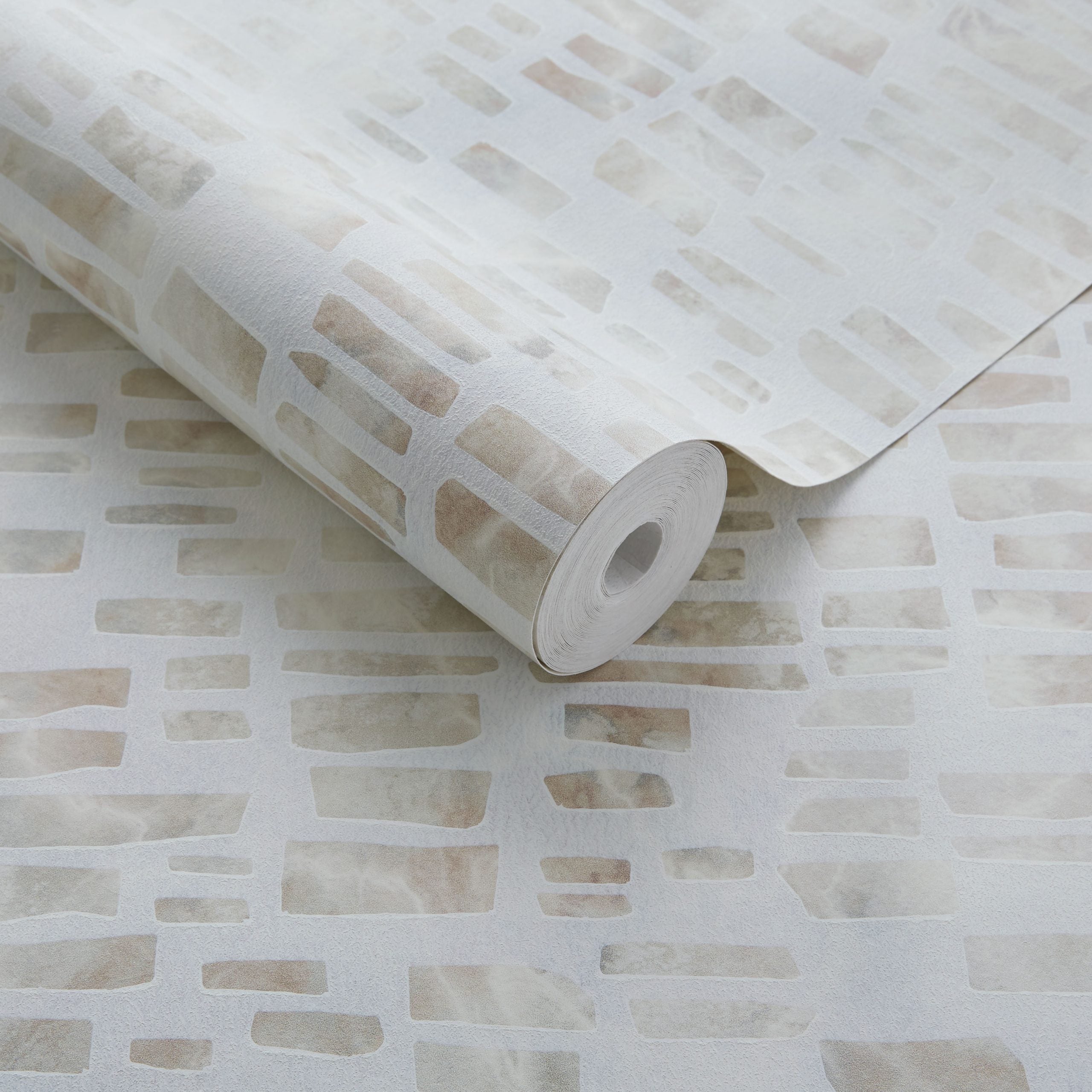 Fusion Pearl Cream Luxury Geometric Wallpaper