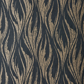 Ripple Bracken Gold and Black Luxury Feature Wallpaper