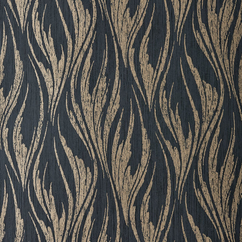 Ripple Bracken Gold and Black Luxury Feature Wallpaper