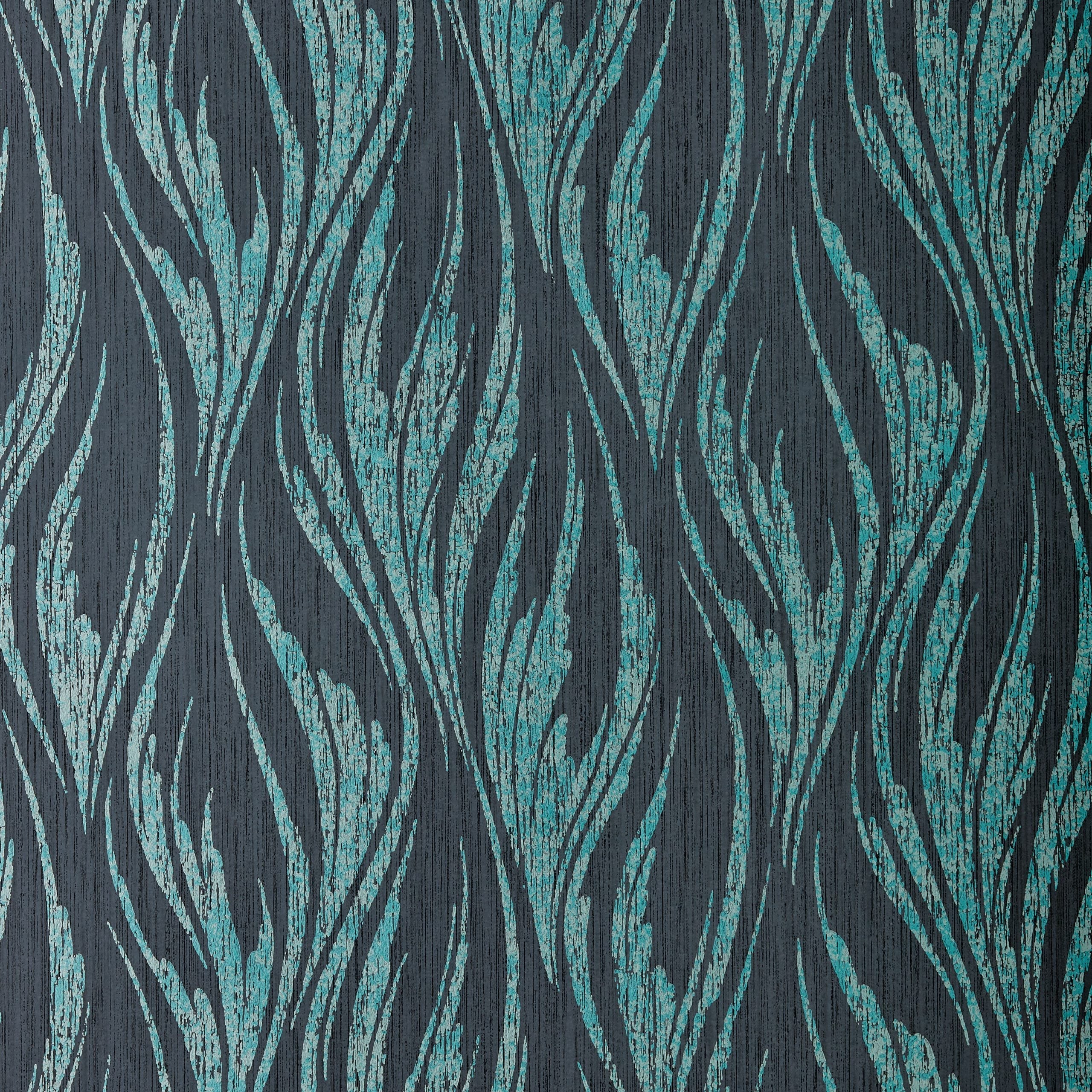 Ripple Mineral Green and Black Luxury Feature Wallpaper