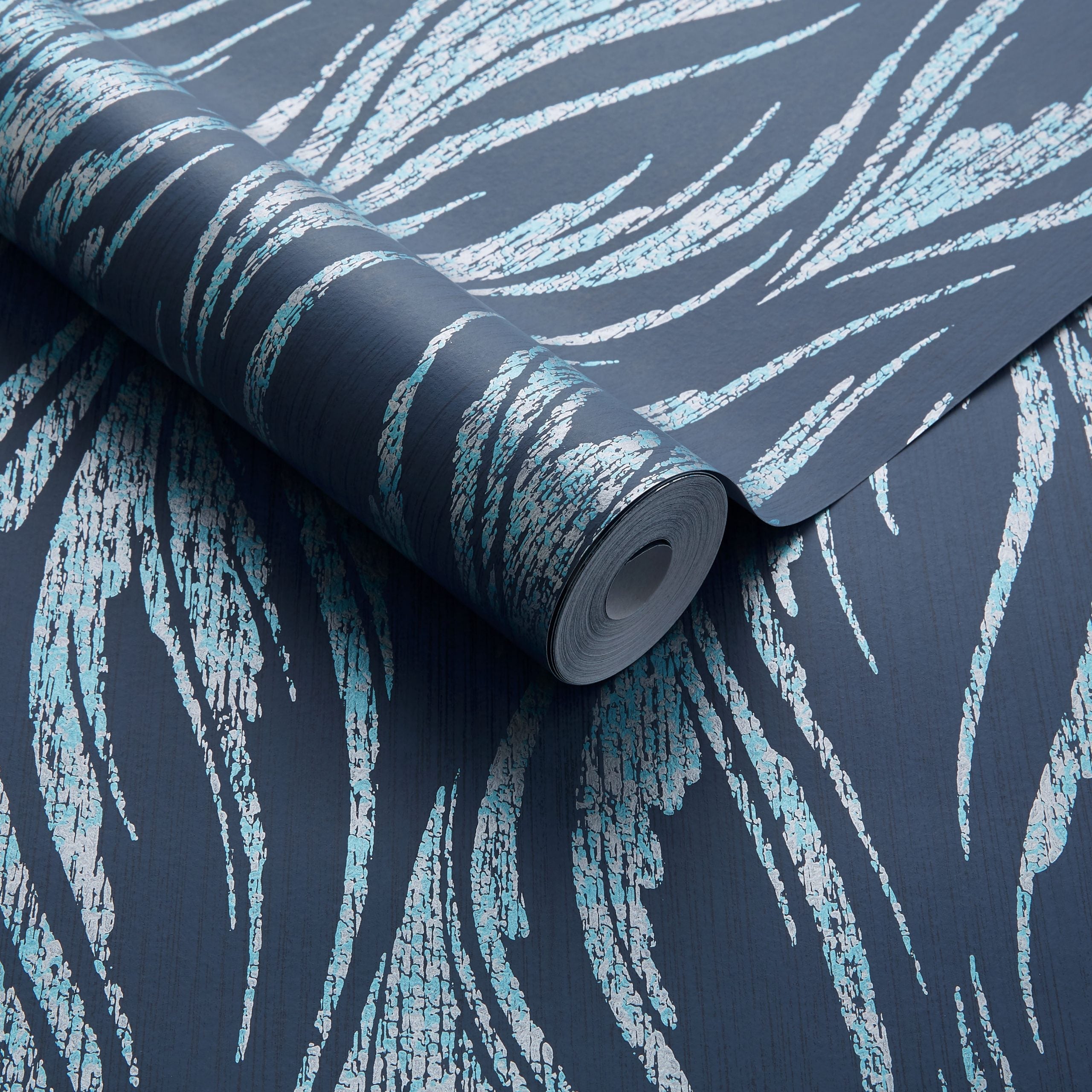 Ripple Blue Dusk Luxury Feature Wallpaper