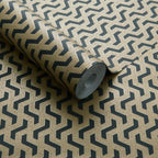 Rattan Bracken Gold and Black Luxury Geometric Wallpaper
