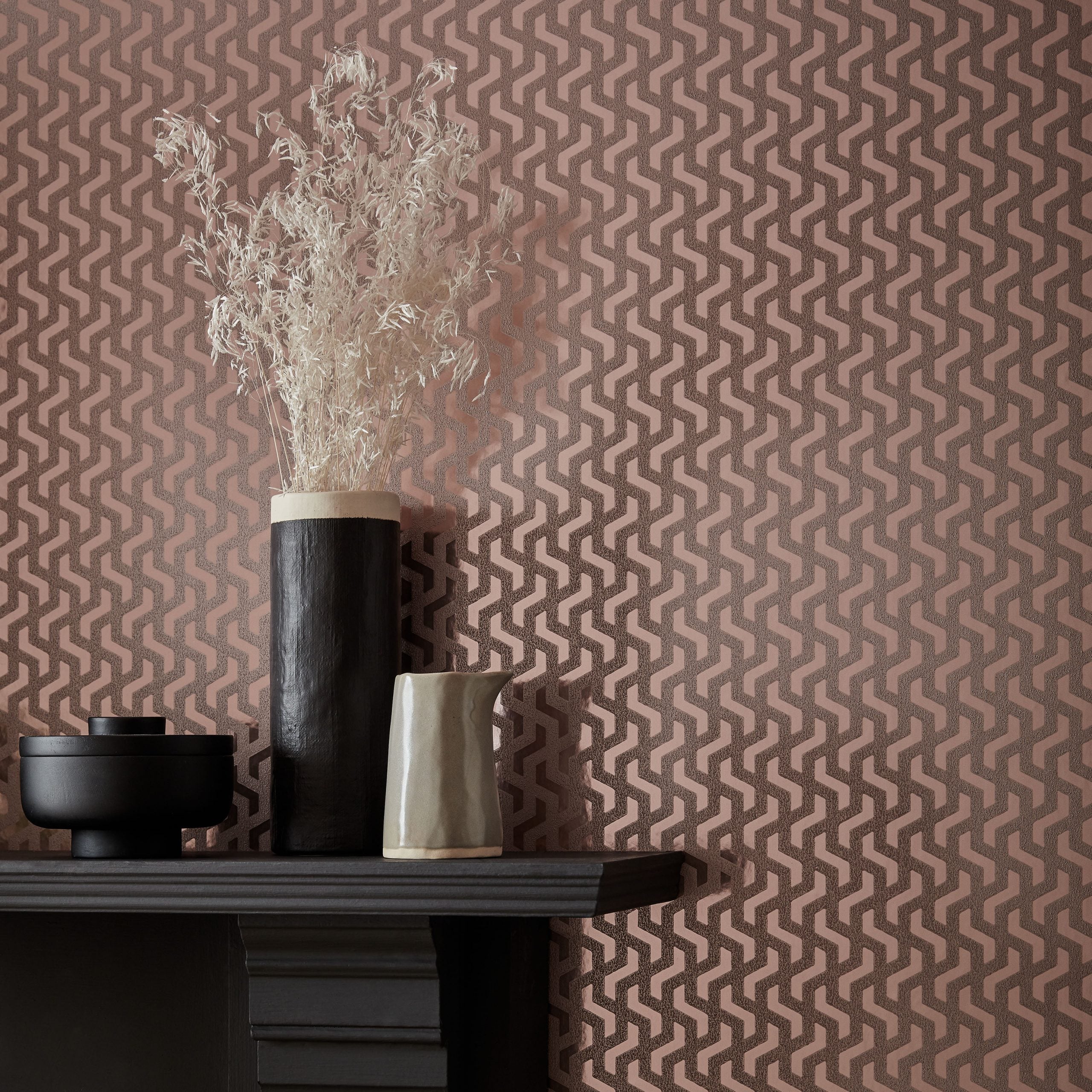 Rattan Rose Gold Luxury Foil Wallpaper