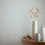 Willow Pearl Cream Luxury Geometric Wallpaper