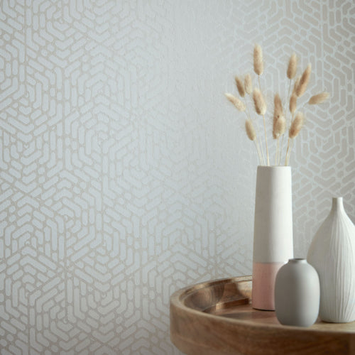 Willow Pearl Cream Luxury Geometric Wallpaper