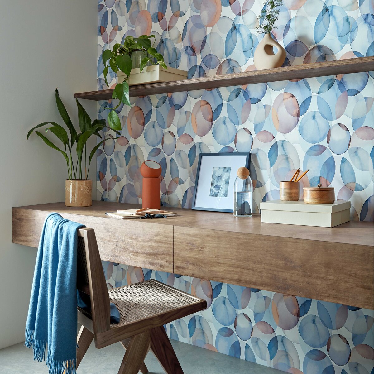 Honesty Opal Blue Luxury Geometric Wallpaper
