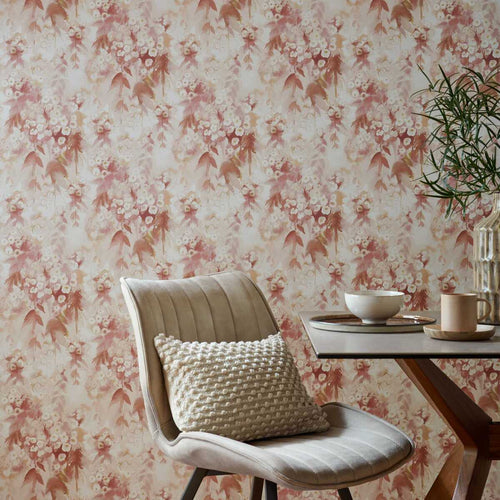 Cascade Mango Red Luxury Floral Wallpaper