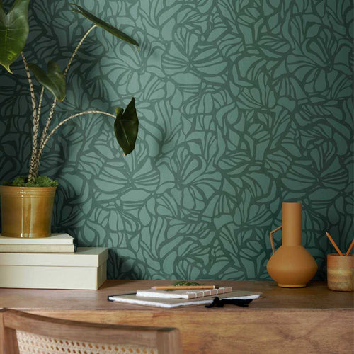 Purity Forest Green Luxury Patterned Wallpaper