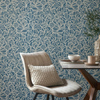 Purity Prussian Blue Luxury Patterned Wallpaper