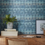 Mineral Agate Blue Luxury Geometric Wallpaper