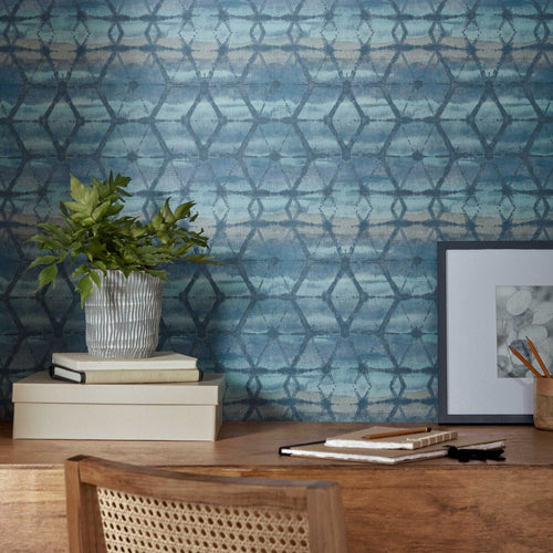 Mineral Agate Blue Luxury Geometric Wallpaper