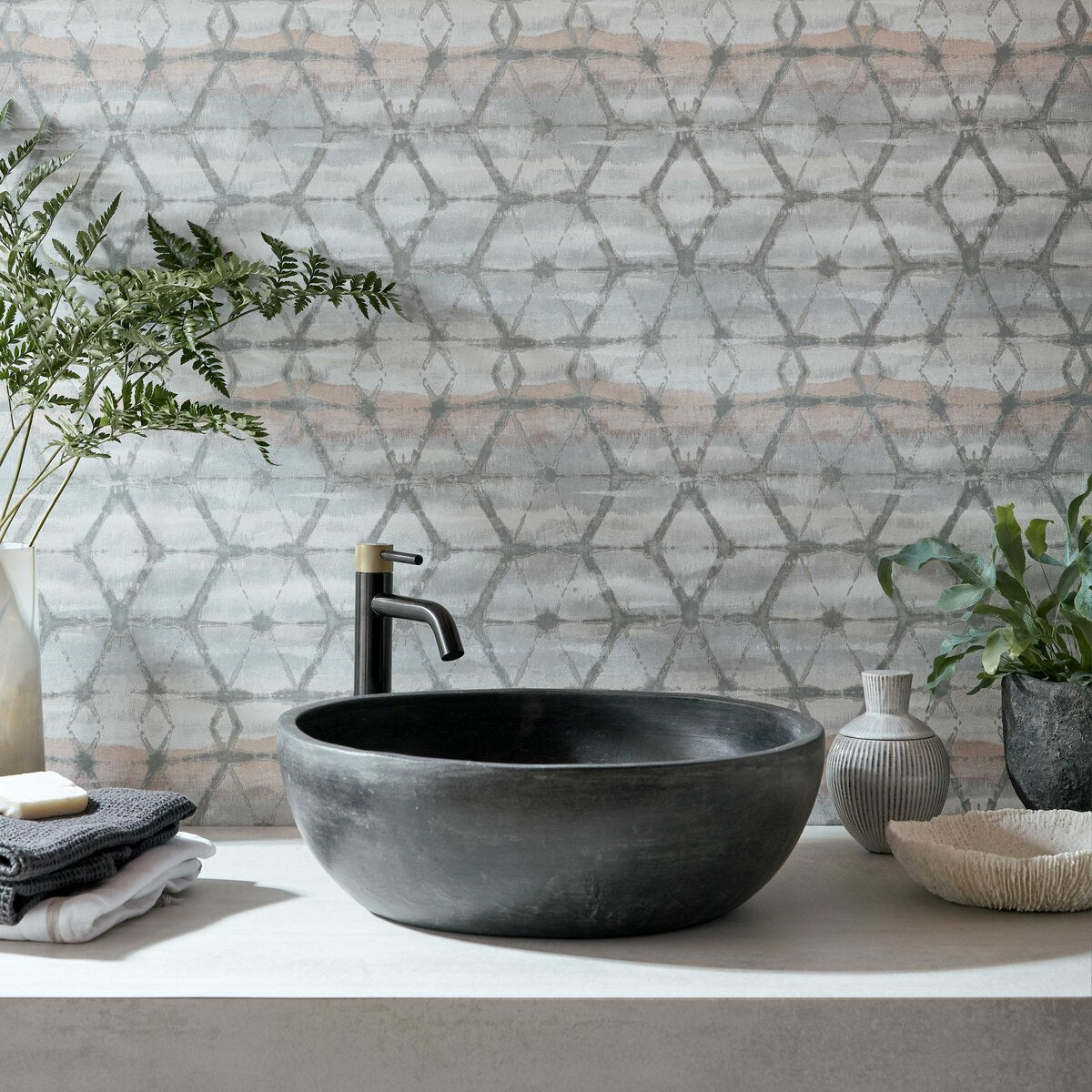 Mineral Marble Grey Luxury Geometric Wallpaper