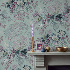 V&A Kilburn's Coral - Mist Green Wallpaper