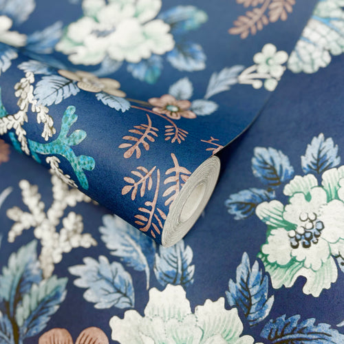 V&A Kilburn's Coral - Ocean Blue Wallpaper