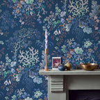 V&A Kilburn's Coral - Ocean Blue Wallpaper