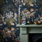V&A Kilburn's Coral - Midnight Black Wallpaper