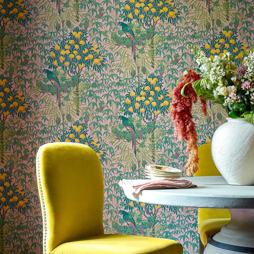 V&A Macaw - Blush Pink Wallpaper