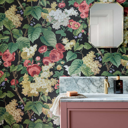 V&A Floribunda - Midnight Black Wallpaper