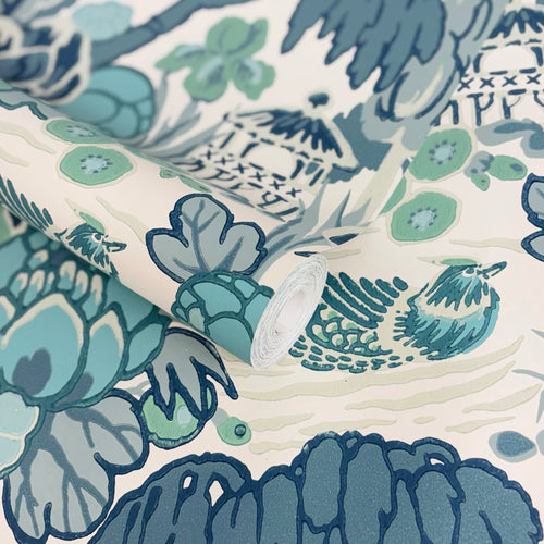 V&A Mandarin Garden - Mist Blue Wallpaper