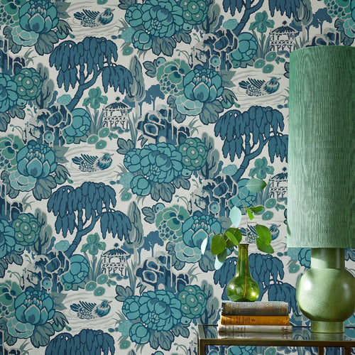 V&A Mandarin Garden - Mist Blue Wallpaper