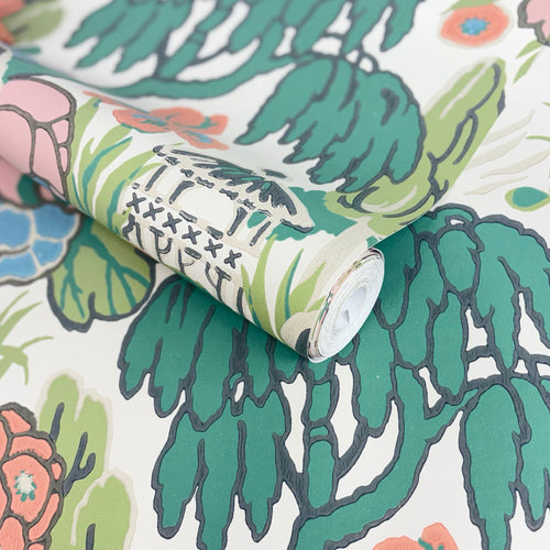 V&A Mandarin Garden - Coral Wallpaper