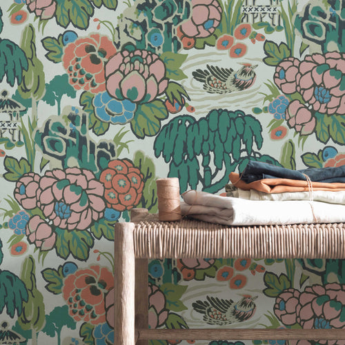 V&A Mandarin Garden - Coral Wallpaper