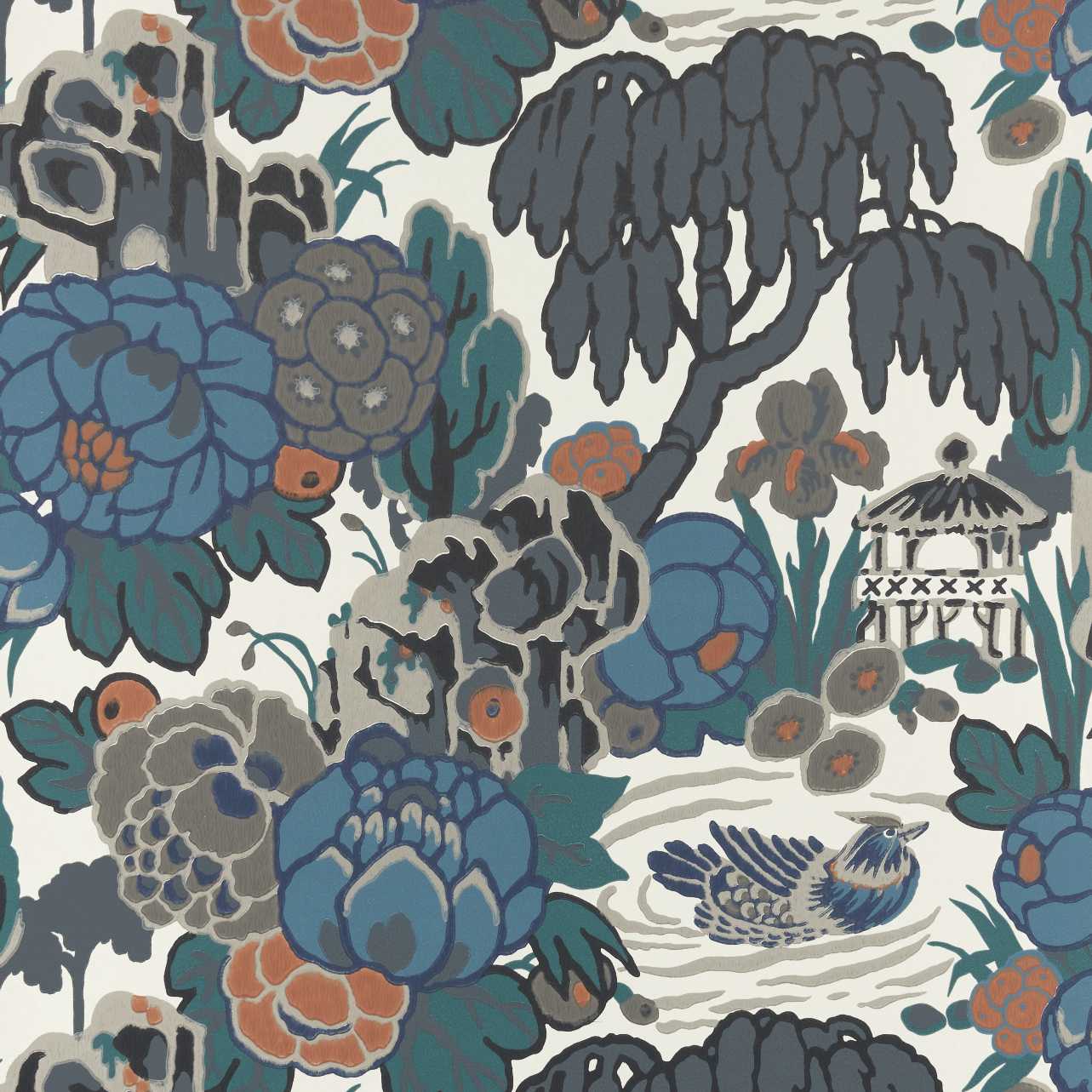 V&A Mandarin Garden - Ink Wallpaper