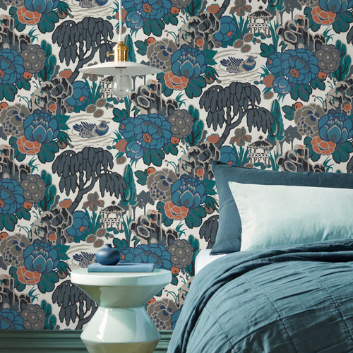 V&A Mandarin Garden - Ink Wallpaper